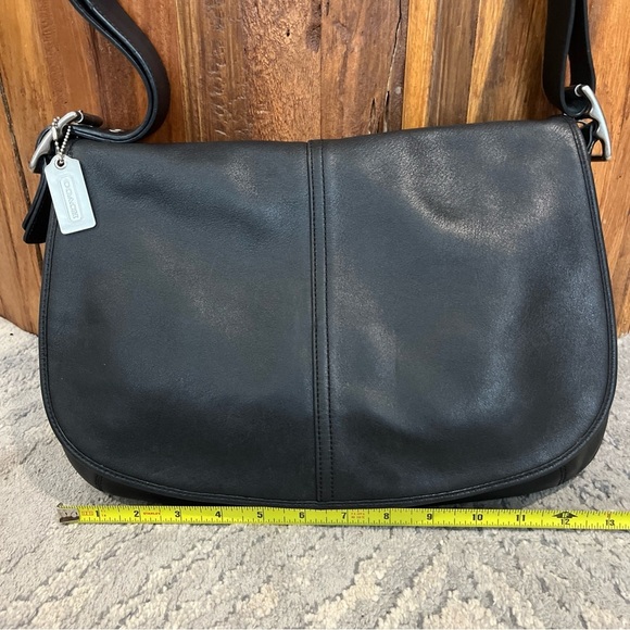 COACH Legacy CROSSBODY LEATHER BAG Black Flap Purse 7454 Adjustable Strap - Picture 2 of 12